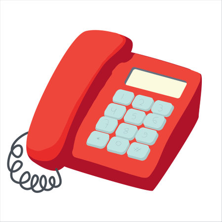 Vector illustration of an old red telephone isolated in a white backgroundのイラスト素材