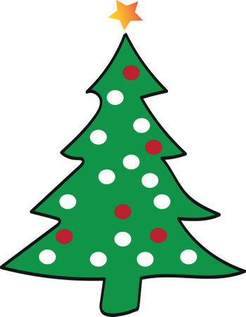Illustration of a Christmas tree on a white backgroundのイラスト素材
