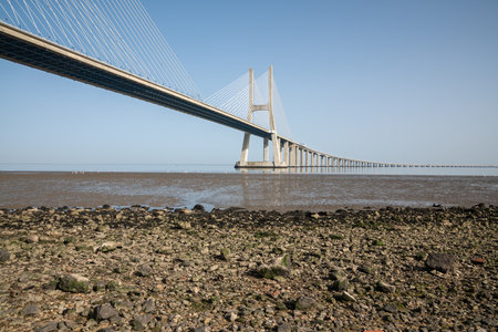 Vasco da Gama bridge  on the Tagus River in Lisbon, Portugal