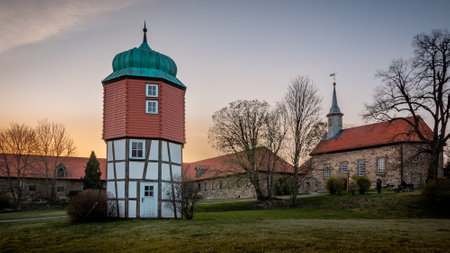 Marienrode Monastery near Hildesheim at sunsetの写真素材