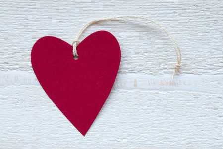 red heart label with copy spaceの写真素材