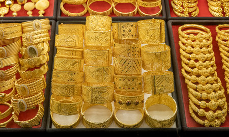 gold bracelet background, close upの写真素材