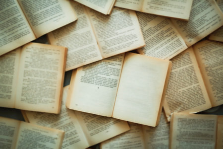 Top view opened book pages background