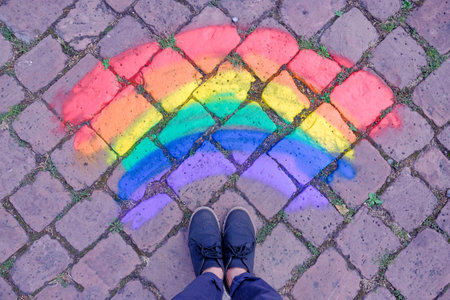 Symbol of LGBTQ pride month celebrate annual in June social of gay, lesbian, bisexual, transgender, human rightsの写真素材