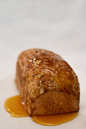 bread and honey on white background. Food wallpapers.