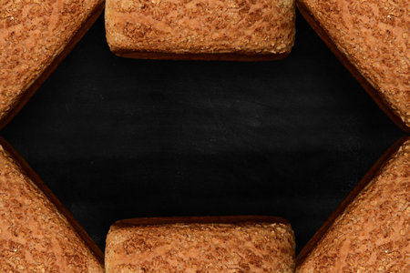 bread frame with dark rusty backgroundの写真素材