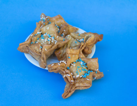Fried pastry with quince and batata typical of south america gastronomy