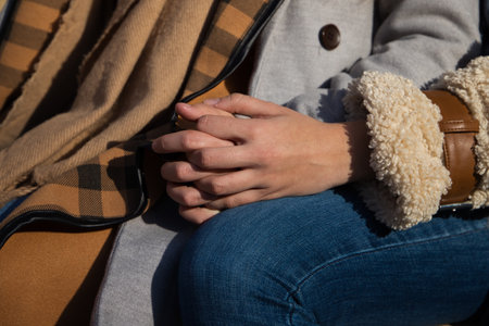 hands intertwined with a lesbian couple.Lesbian and gay concept. Freedom and human rights.の写真素材