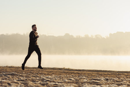 Man running in the morning.の写真素材