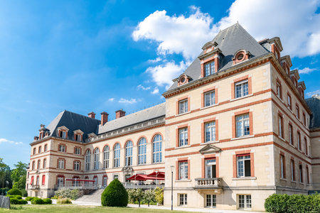 Paris, International student campus, beautiful building with a parkの写真素材