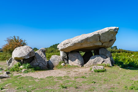 Ile-aux-Moines in the Morbihan gulf, the dolmen of Penhapの写真素材