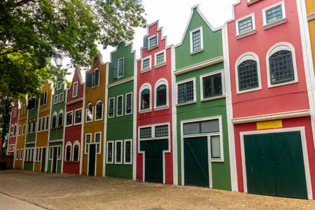 Typical Dutch buildings and houses on the City of Holambra , this city is the main flower producer in Brazil and has the largest immigrant colony of the Nederlands in Brazilの写真素材