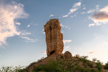 Namibia, landscape in Damaraland, the famous rock of Vingerklipの写真素材