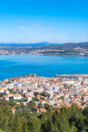 SÃ¨te in France, aerial panorama of the harbor and the cityの写真素材