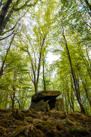 Beautiful Dolmen Aitzetako Txabala in the Basque Country in spring. Errenteria, Gipuzkoaの写真素材