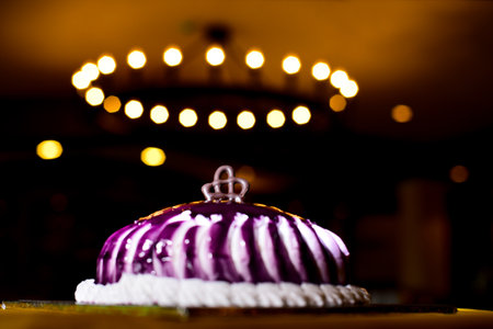 beautiful birthday cake in purple colorの写真素材