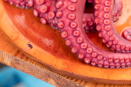 octopus tentacles cooked in Galicia in the Pulpo a Feira style