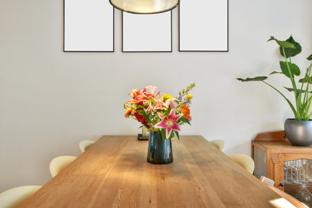 A closeup shot of a decorative flower on a dining table