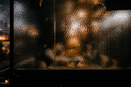 The beautiful texture of the translucent glass of a door
