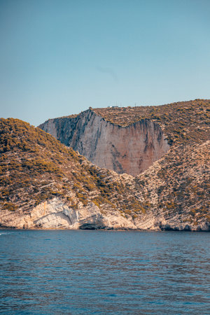 The blue sky over the sea and cliffs in summer