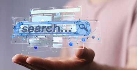An illustration of Interface web application in hand