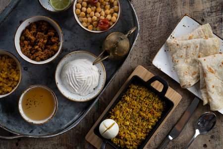 A closeup of traditional Emirates breakfast