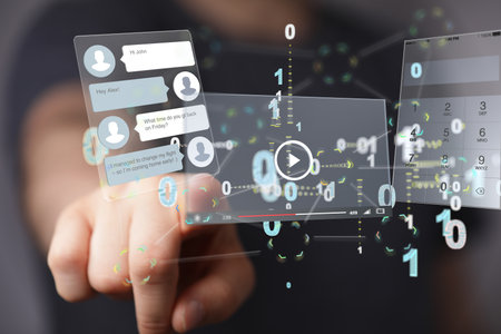 A 3D rendered virtual interface of chat and call web applications