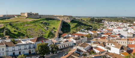 The Medieval castle of a Portuguese village, Castro Marim, Algarve, Portugalの写真素材