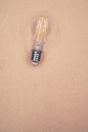 A vertical closeup of a bulb on the peach background.