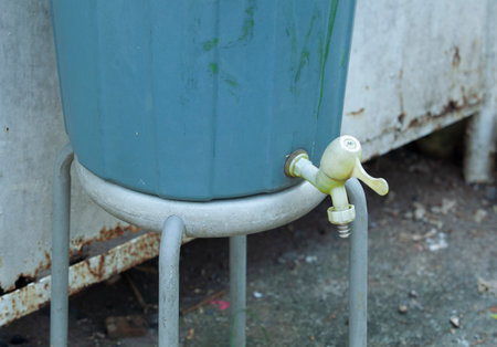 DIY a place for washing hands made of buckets and faucets