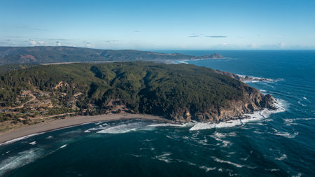 Puertecillo Beach, chile, surf spot, perfect Waves. drone shotの写真素材