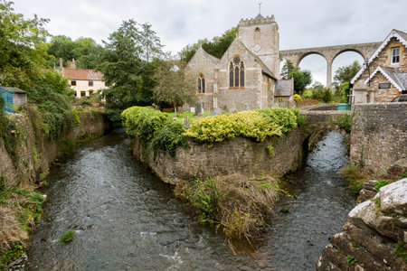 The St Thomas a Becket Church and graveyard in Hampsthwaite, Englandの写真素材