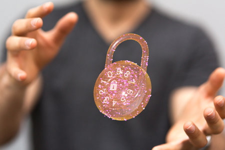 A person holding an illustration of lock - the concept of cybersecurity and network protection