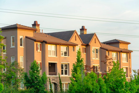 A beautiful shot of apartments at sunsetの写真素材