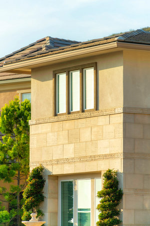 A beautiful shot of houses at sunsetの写真素材