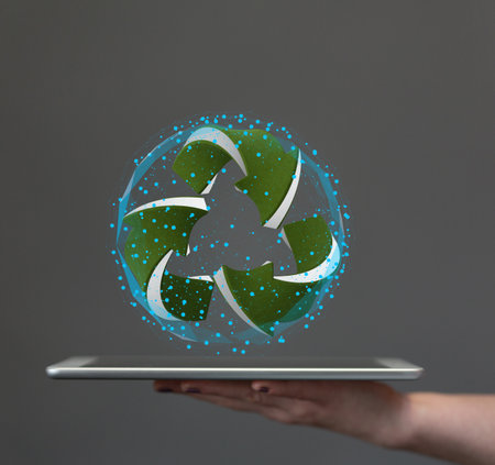 A 3D rendering illustration of an eco concept of recycling-ecologyの写真素材
