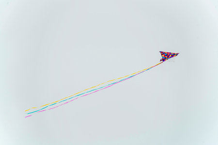 A low angle shot of a kite in the skyの写真素材