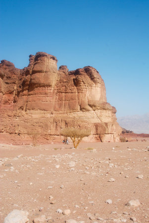 Timna Park near Eilat in the southern Israel, desert Negev, King Salomon pillarsの写真素材