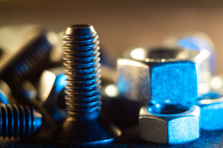 A closeup shot of metal screws and bolts