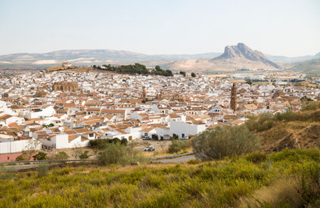 An Antequera Spain. Panoramic view of Andalusian village of Antequera, province of Malaga, Andalusia, Spain.の写真素材