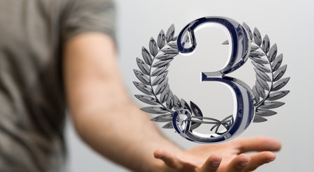 An illustration of award years anniversary symbol in a handの写真素材
