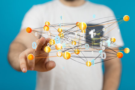 A digital concept of telecommunication network and wireless mobile internetの写真素材