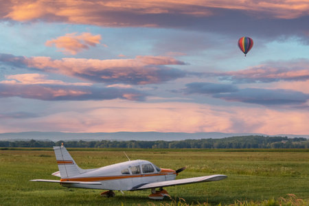A beautiful shot of a natural landscape at sunsetの写真素材