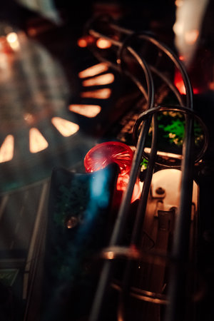 A close up shot of a Pinball table gameの写真素材