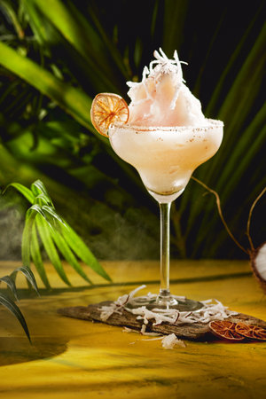 A vertical shot of a glass of cocktailの写真素材