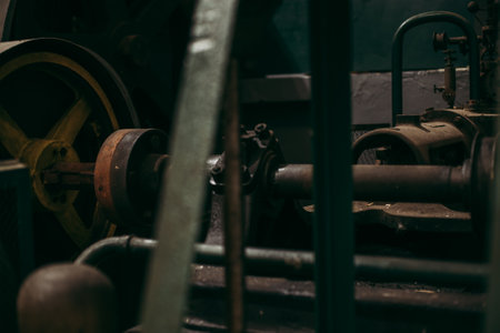 A lot of rusty metal structures in a factoryの写真素材