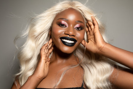 A portrait of an African model in a studio in Australiaの写真素材