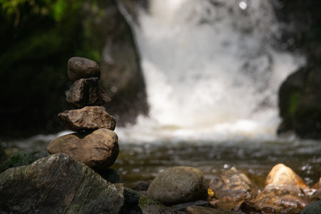 A beautiful shot of a waterfall during the daytimeの写真素材