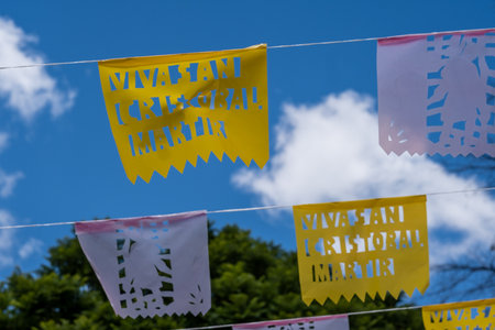 Papel picado (perforatedの写真素材