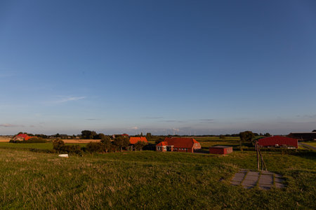 Little village in Ostfriesland straight behind the northseaの写真素材